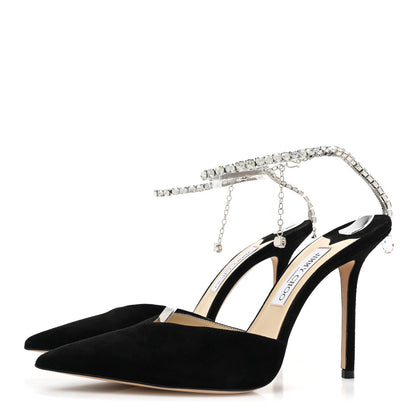Jimmy Choo Suede Crystal Saeda 100 Pumps 41 Black 3 of 8
