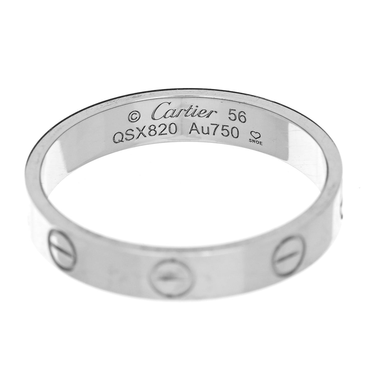18K White Gold 3.5mm LOVE Wedding Band Ring 56 7.75