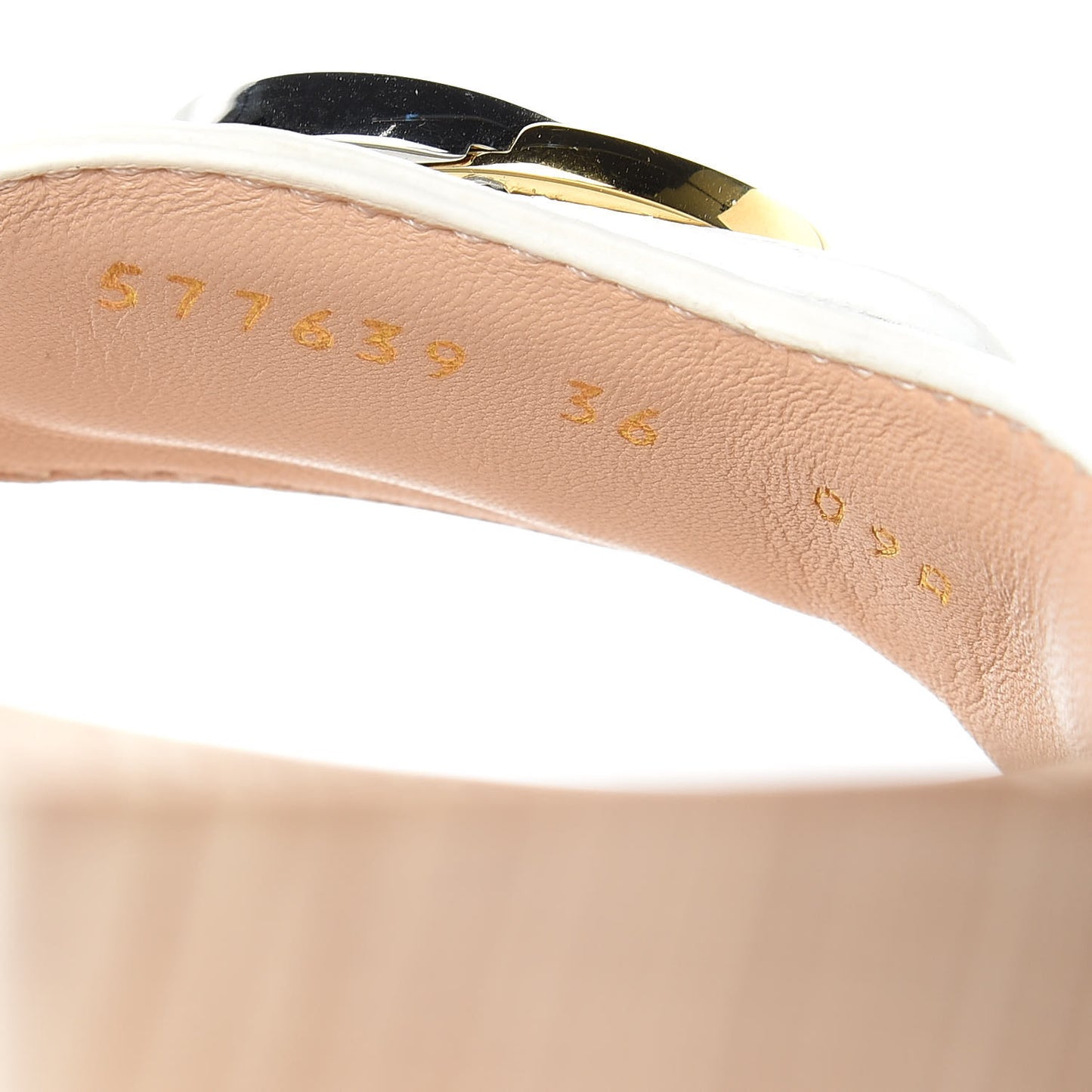 Calfskin Interlocking G Slide Sandals 36 Great White