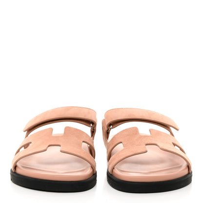 Hermes Suede Goatskin Womens Chypre Sandals 39.5 Nude 2 of 12