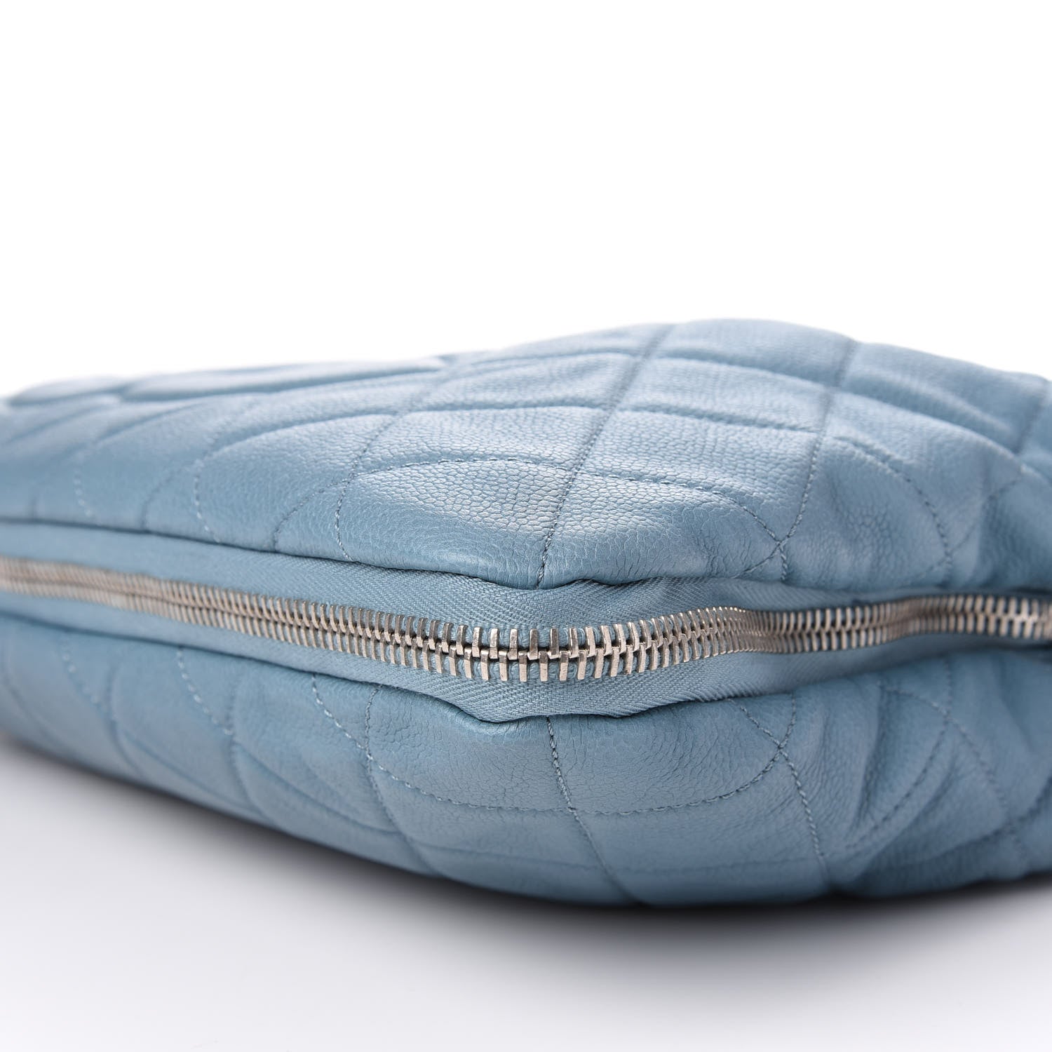 Chanel Caviar Quilted Expandable Zip Shoulder Bag Blue 8 of 12