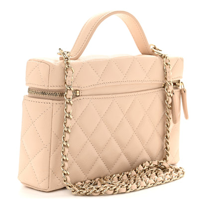Chanel Caviar Quilted Top Handle Slim Vanity With Chain Beige 3 of 11