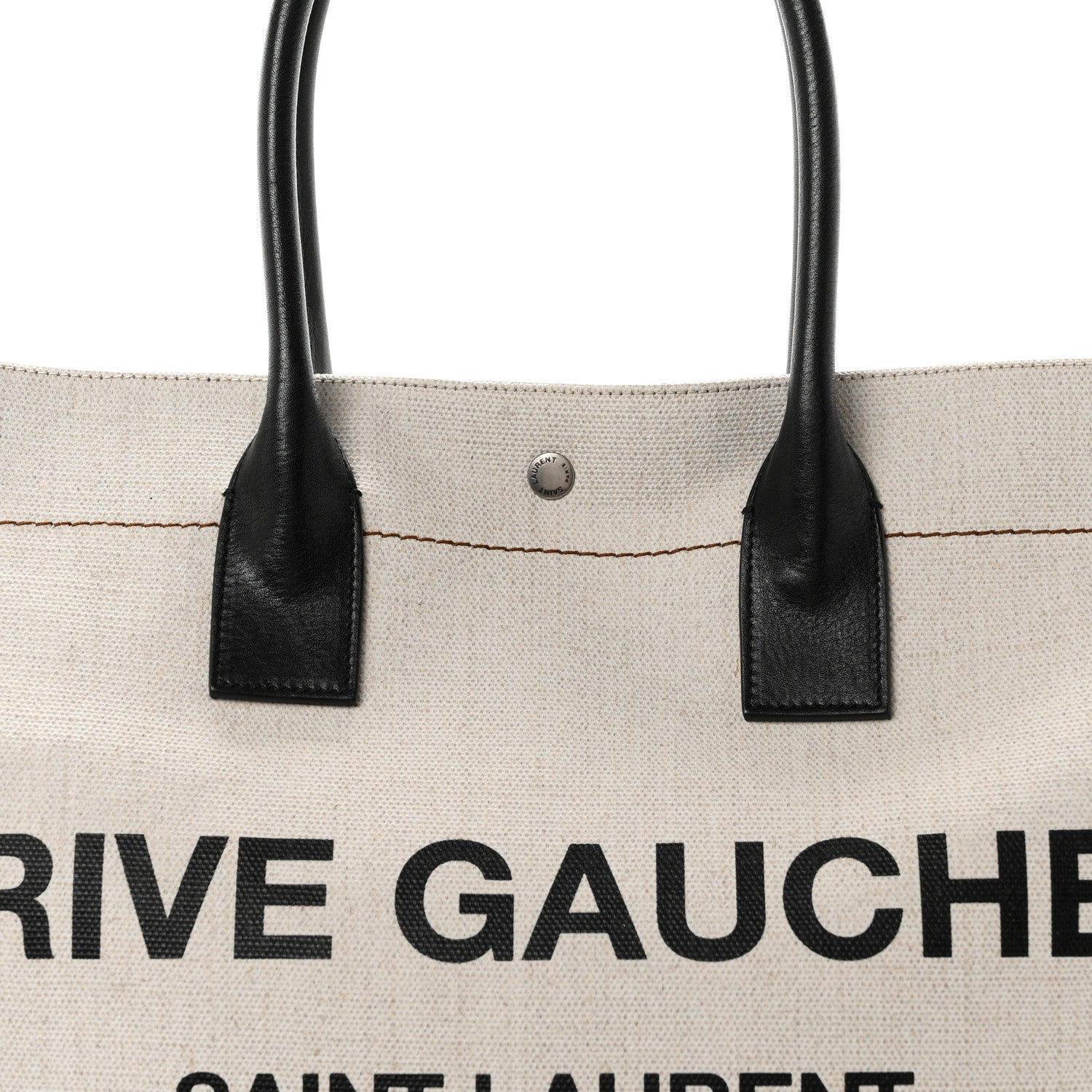 Saint Laurent Linen Calfskin Small Rive Gauche Tote Optic White 8 of 10
