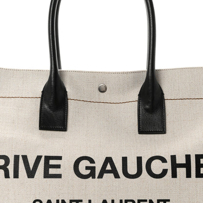 Saint Laurent Linen Calfskin Small Rive Gauche Tote Optic White 8 of 10