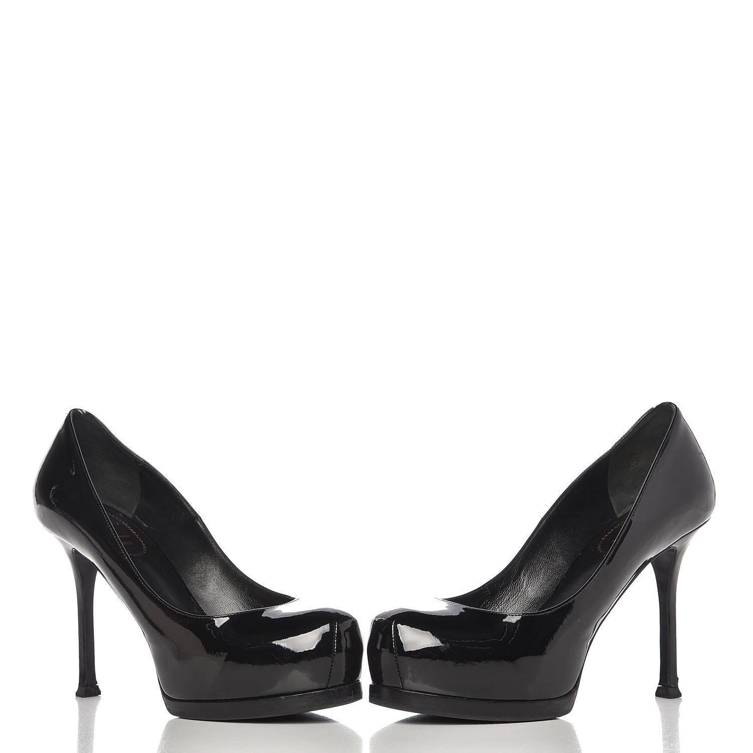 Saint Laurent Vitello Vernice Tribtoo 80 Platform Pumps 37.5 Black 6 of 14