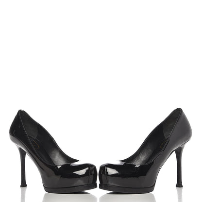 Saint Laurent Vitello Vernice Tribtoo 80 Platform Pumps 37.5 Black 6 of 14