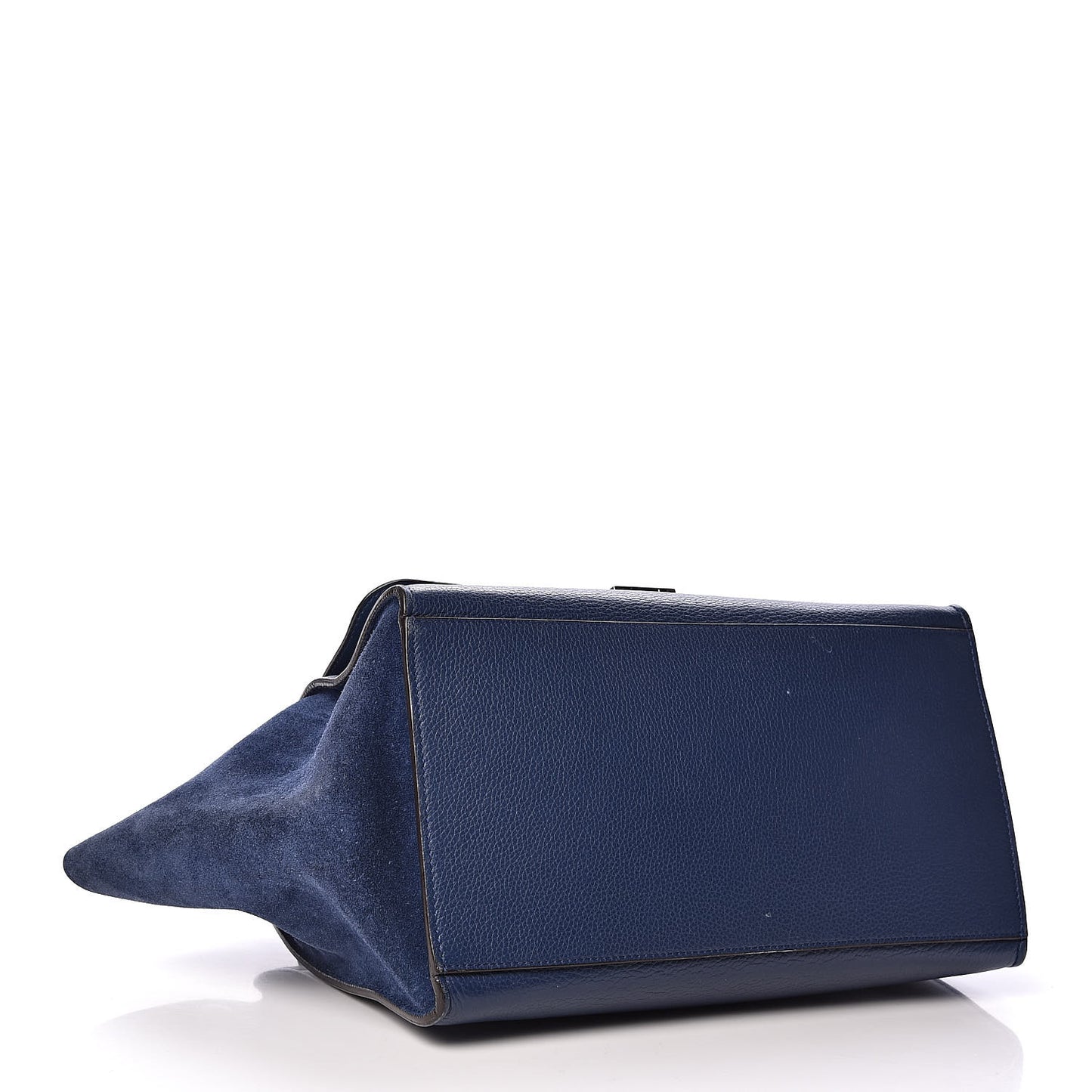 Drummed Calfskin Suede Medium Trapeze Navy