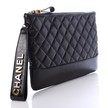 Chanel Aged Calfskin Quilted Medium Gabrielle Cosmetic Case Black 3 of 8