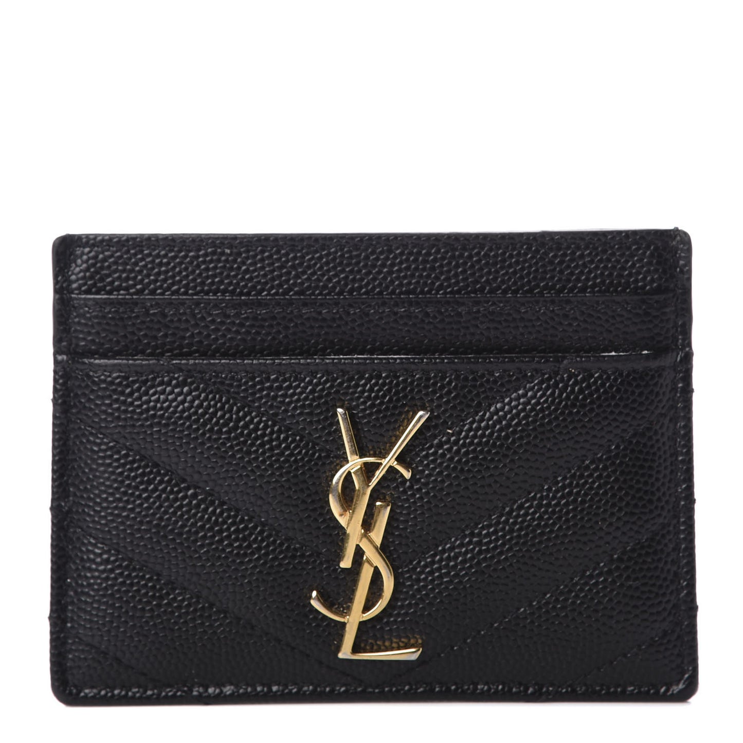 Grain De Poudre Matelasse Chevron Monogram Credit Card Case Black