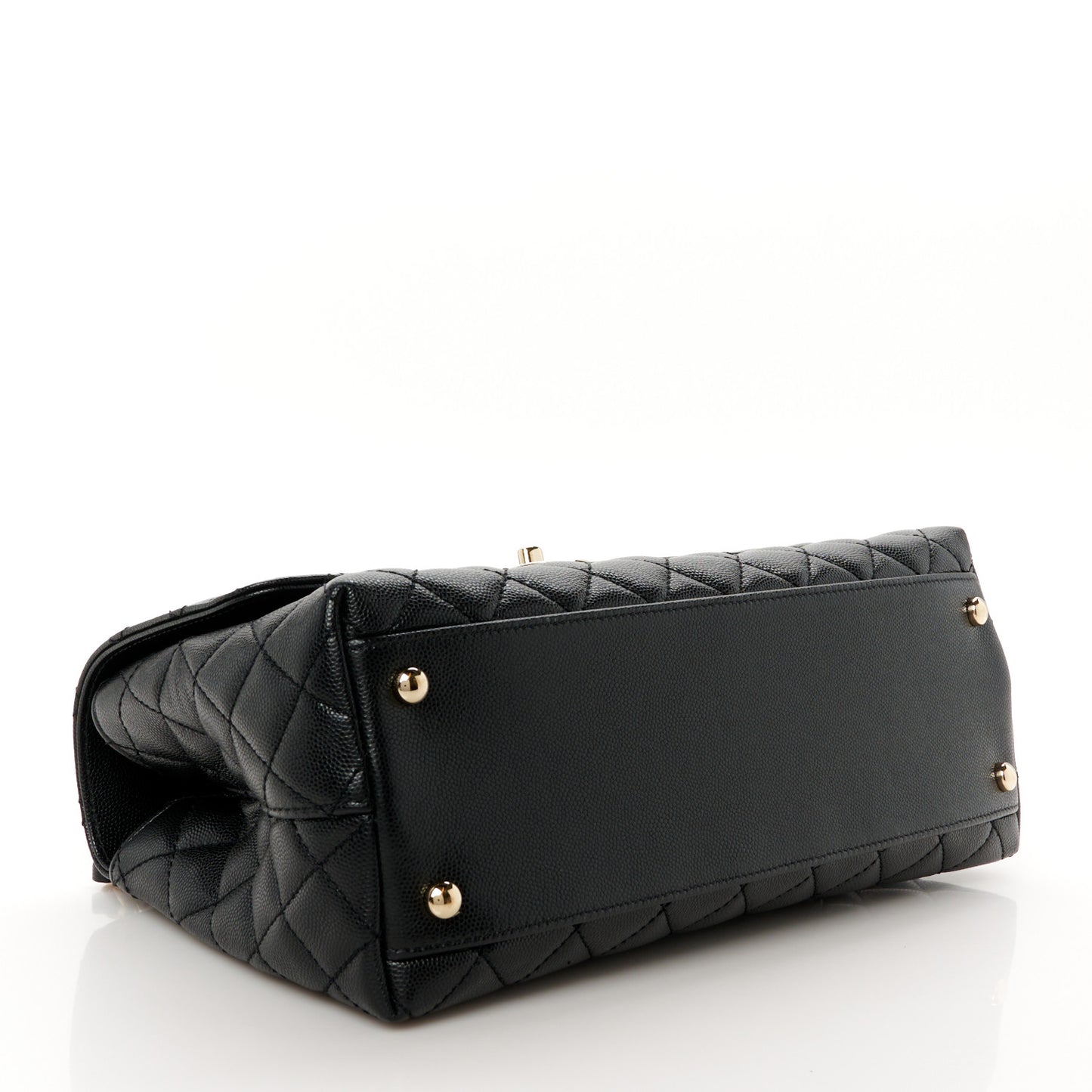 Caviar Lizard Embossed Quilted Small Coco Handle Flap Black