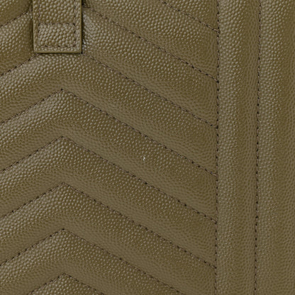 Saint Laurent Grain De Poudre Textured Mixed Matelasse Triquilt Monogram Clutch Vert Kaki 12 of 13