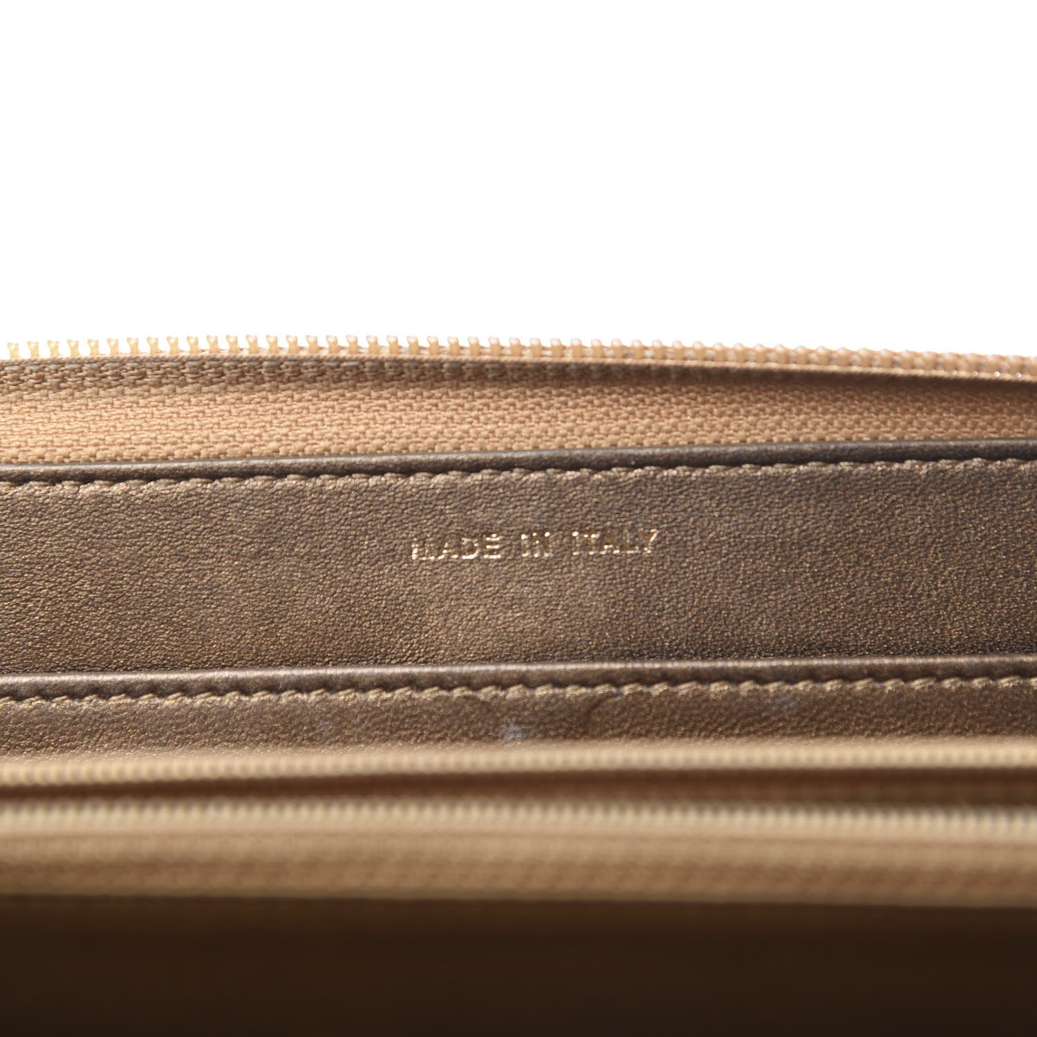 Chanel Metallic Lambskin Embossed Zip Around Wallet Bronze 7 of 10