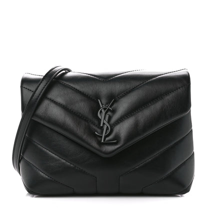 Saint Laurent Calfskin Y Quilted Monogram Monochrome Toy Loulou Crossbody Bag Black 1 of 11