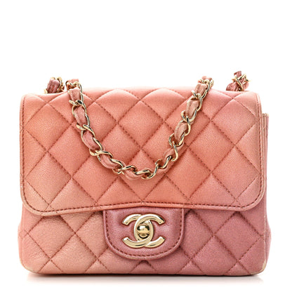 Chanel Metallic Lambskin Quilted Ombre Mini Square Flap Pink 1 of 11