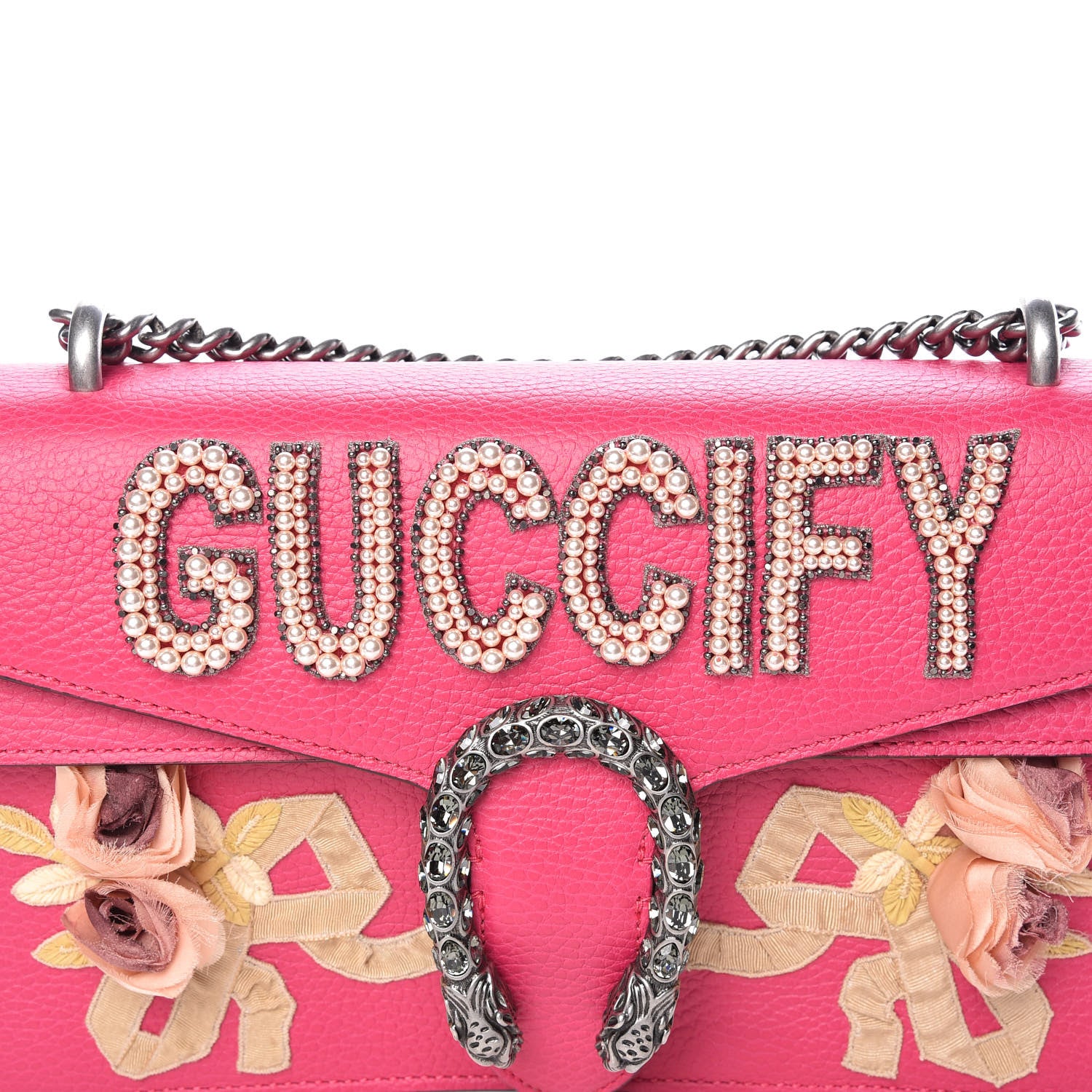 Gucci Pebbled Calfskin Embellished Guccify Small Dionysus Shoulder Bag Rosa 10 of 11