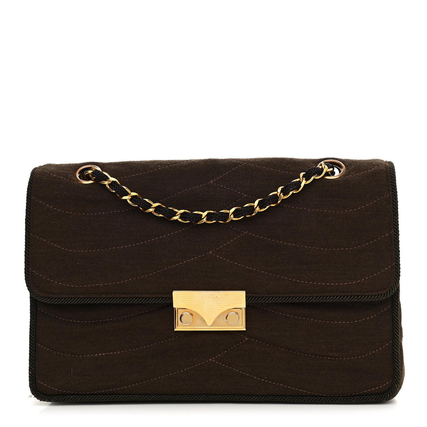 Jersey Scallop Quilted Medium Pagoda Flap Brown