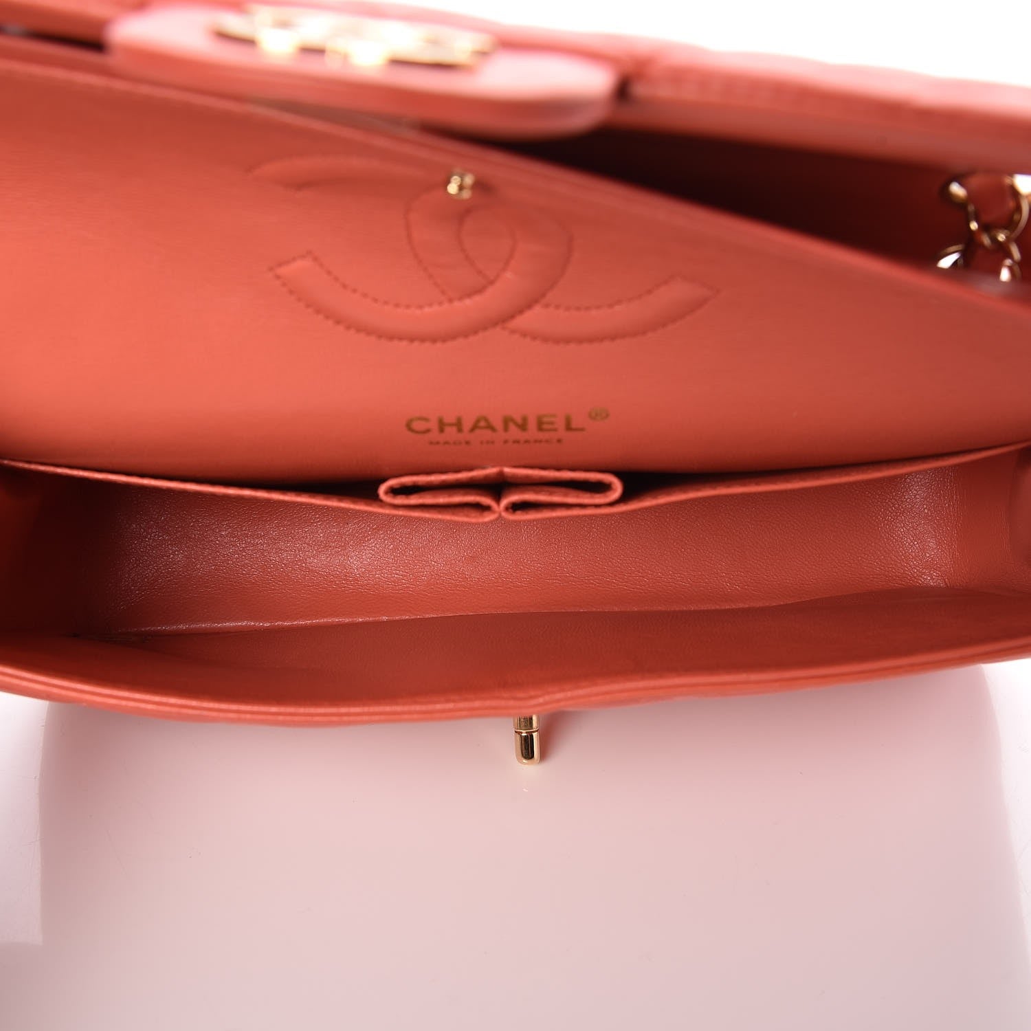 Chanel Lambskin Quilted Medium Double Flap Coral 5 of 7