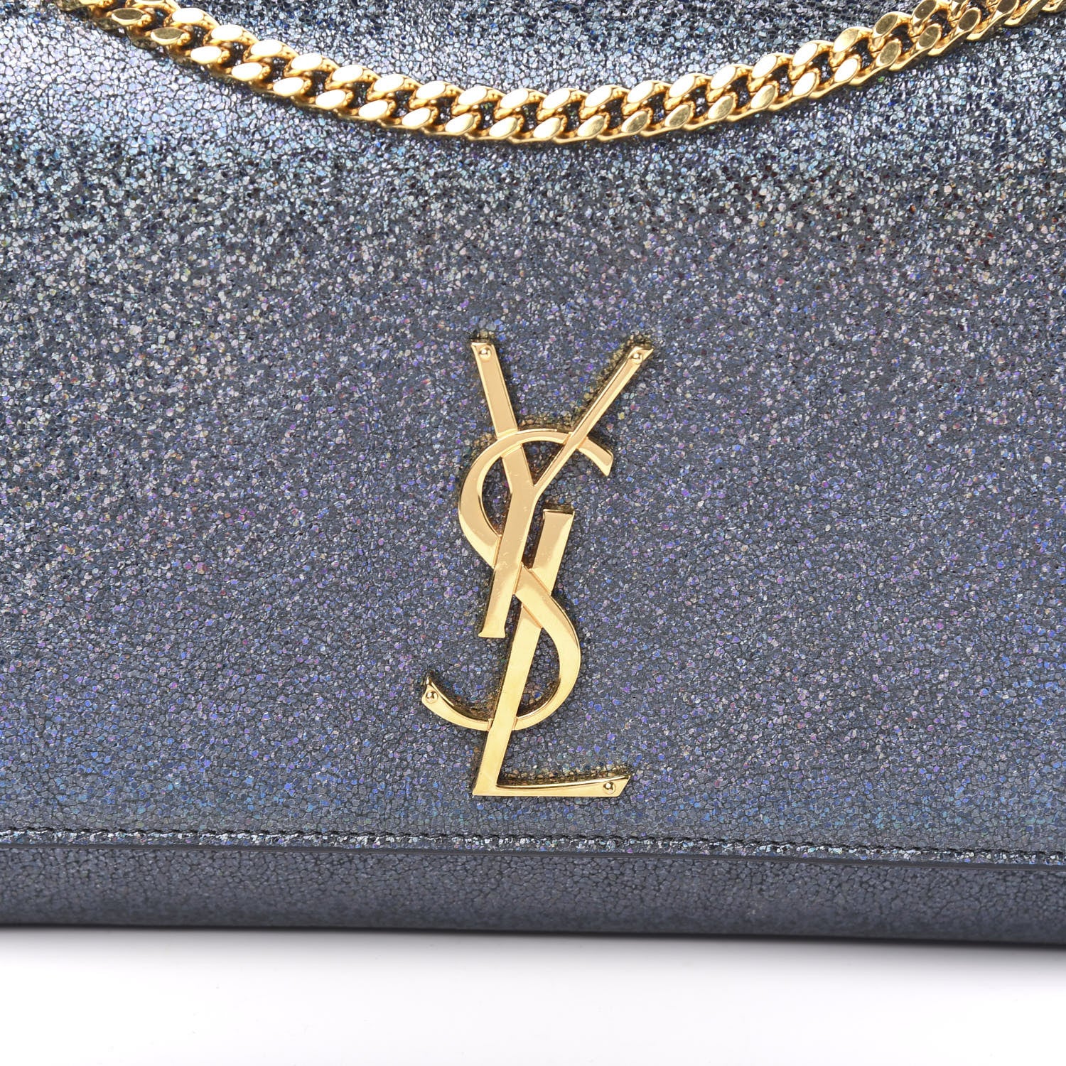 Saint Laurent Sparkle Calfskin Medium Classic Monogram Kate Satchel Graphite 8 of 8