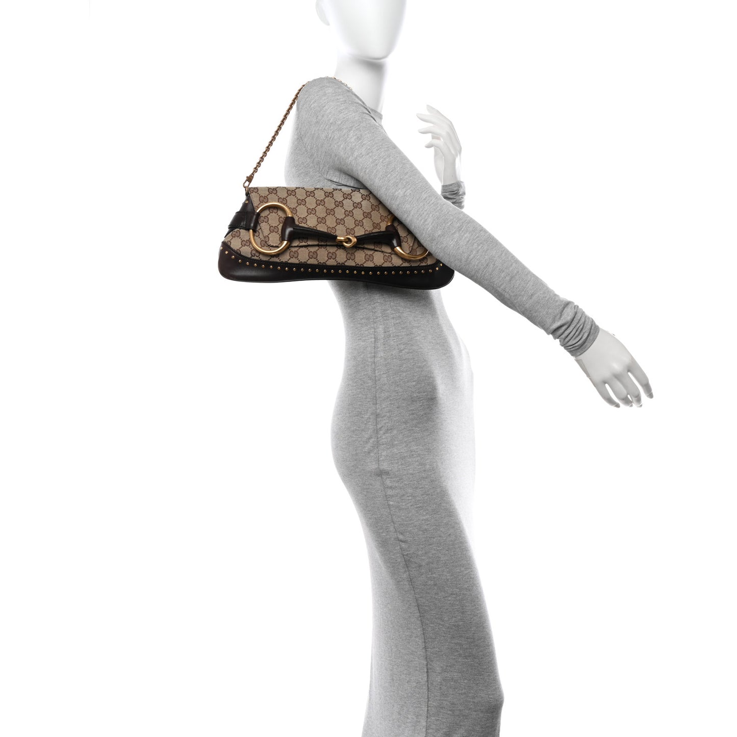 Monogram Horsebit Clutch Dark Brown