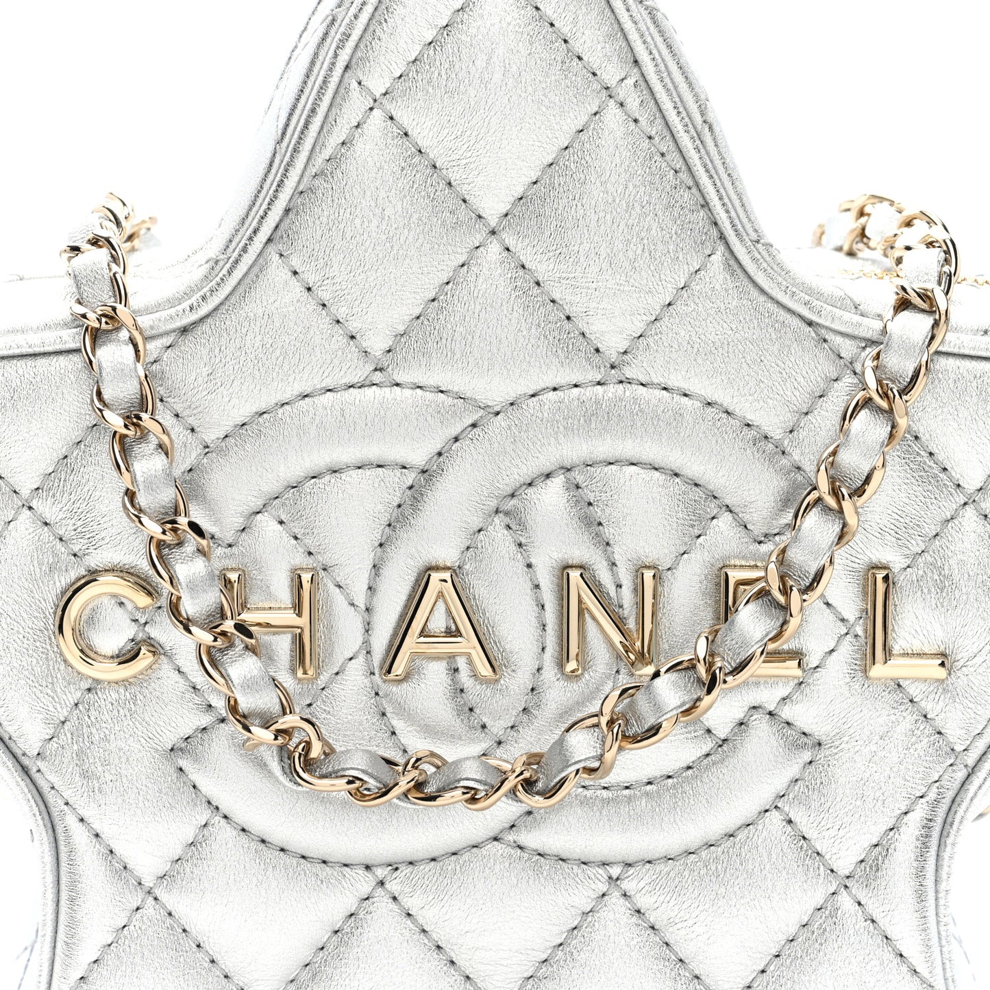 Metallic Lambskin Walk Of Fame Bag Silver