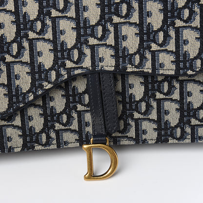 Christian Dior Oblique Saddle Chain Pouch Blue 8 of 9