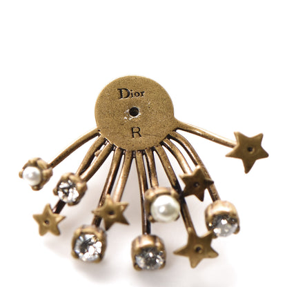 Christian Dior Crystal Pearl Star Earrings Aged Gold 4 of 5