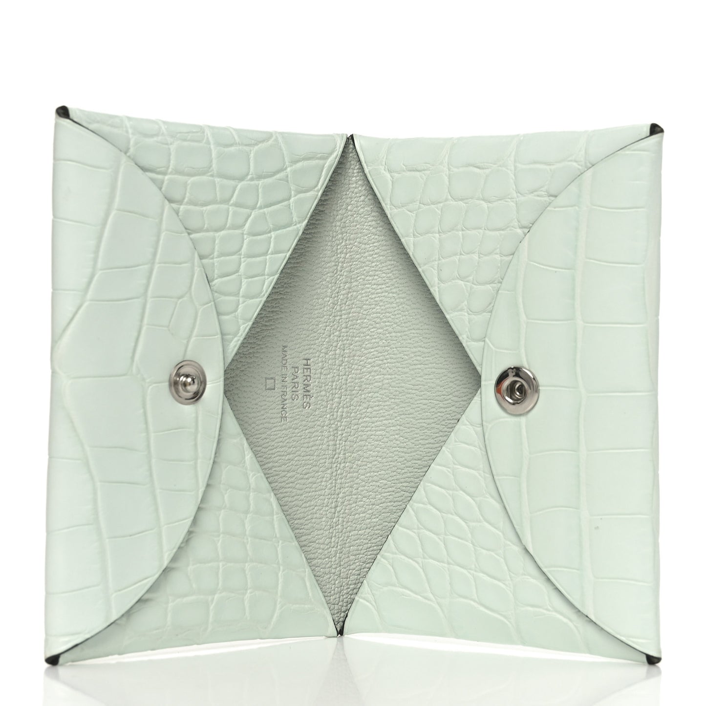 Matte Alligator Calvi Card Case Vert Peppermint