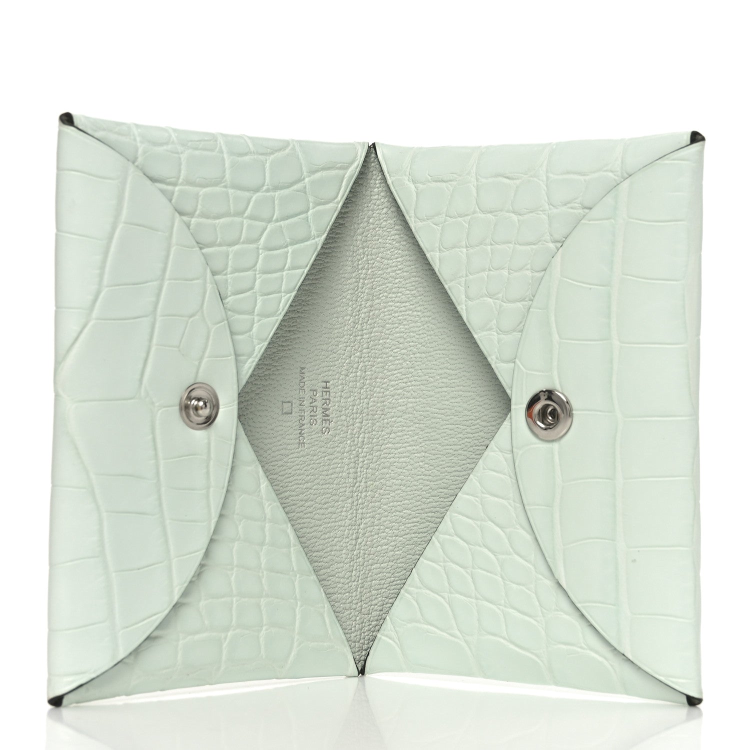 Hermes Matte Alligator Calvi Card Case Vert Peppermint 5 of 8