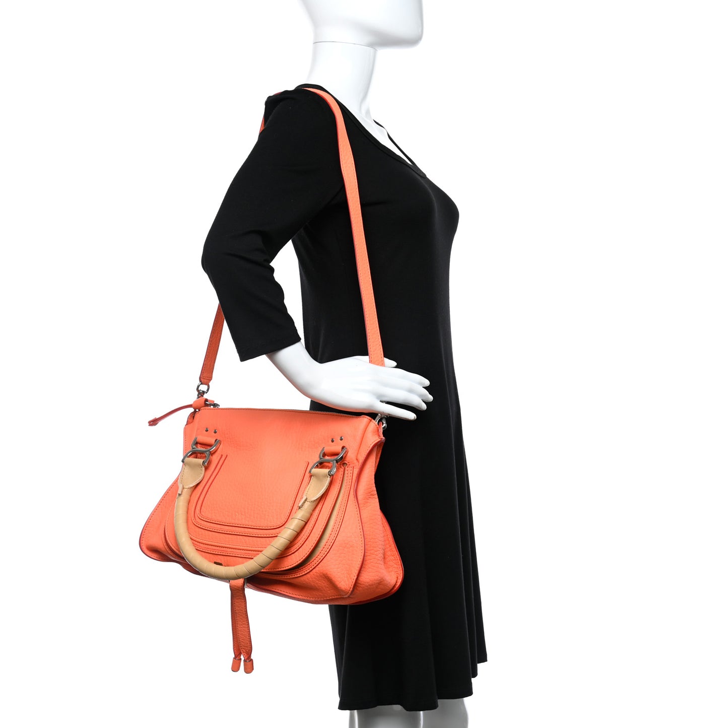 Calfskin Medium Marcie Satchel Orange Fizz