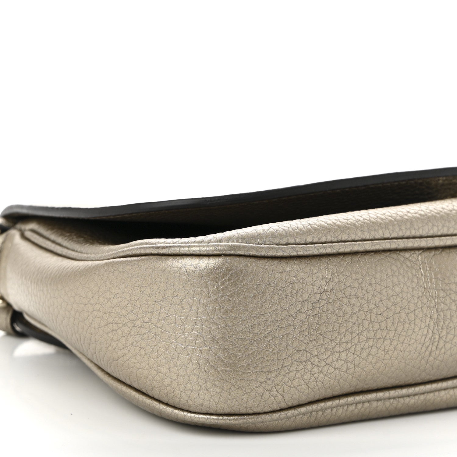 Gucci Metallic Pebbled Calfskin Medium Soho Flap Crossbody Golden Beige 9 of 10
