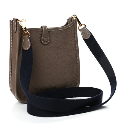 Hermes Taurillon Clemence Amazone Evelyne TPM Etoupe Bleu Indigo 2 of 4