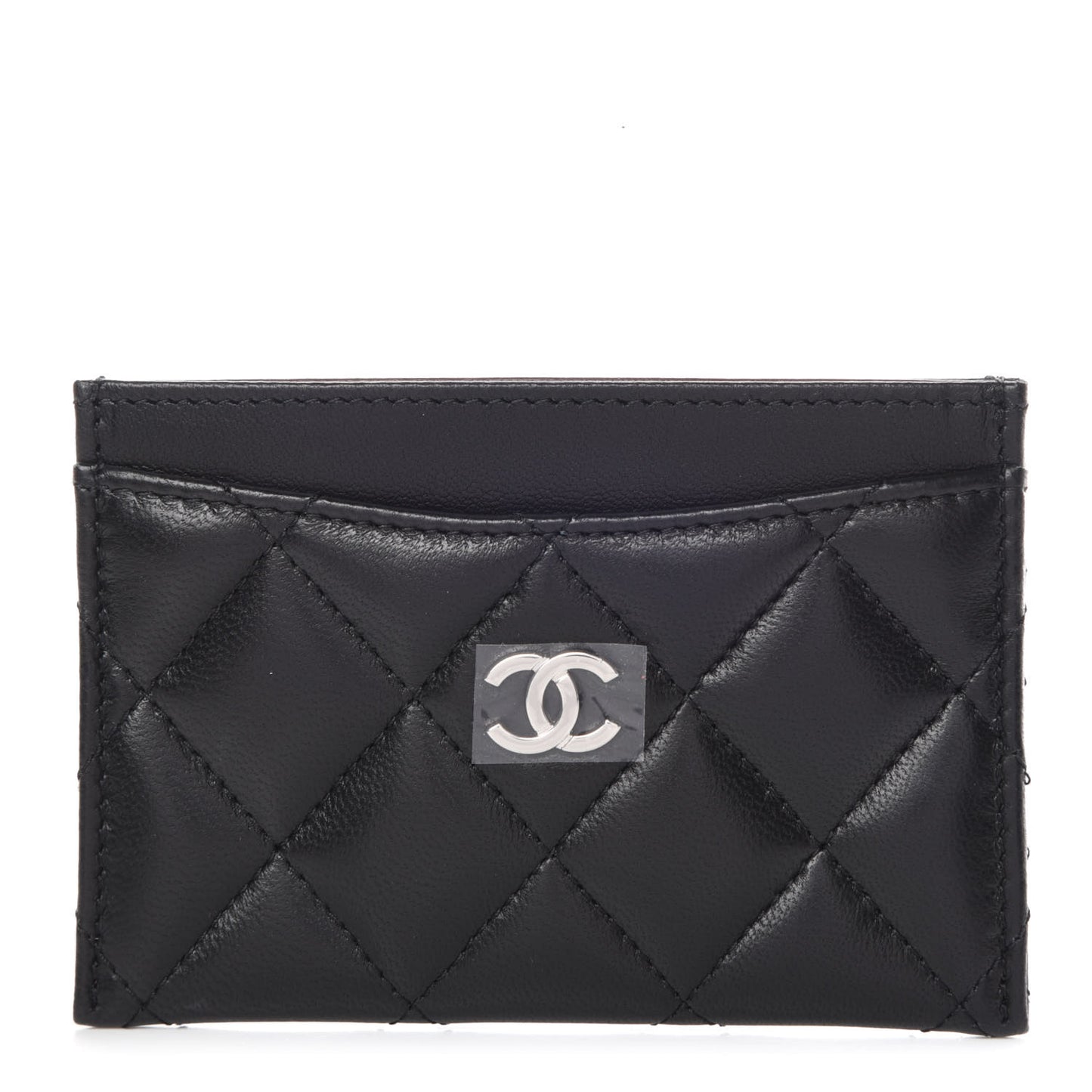 Lambskin Quilted Card Holder Black