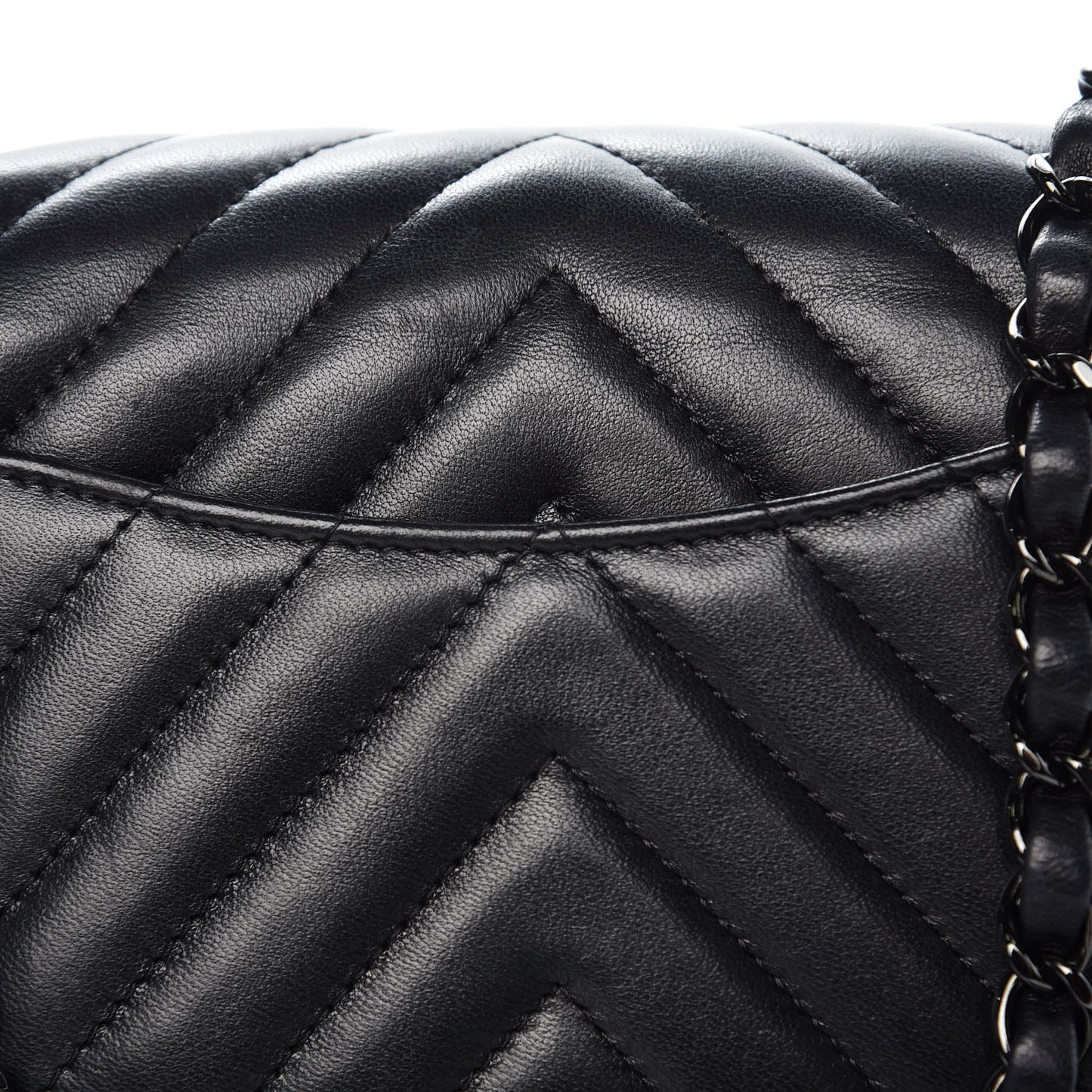 Lambskin Chevron Quilted Mini Rectangular Flap So Black