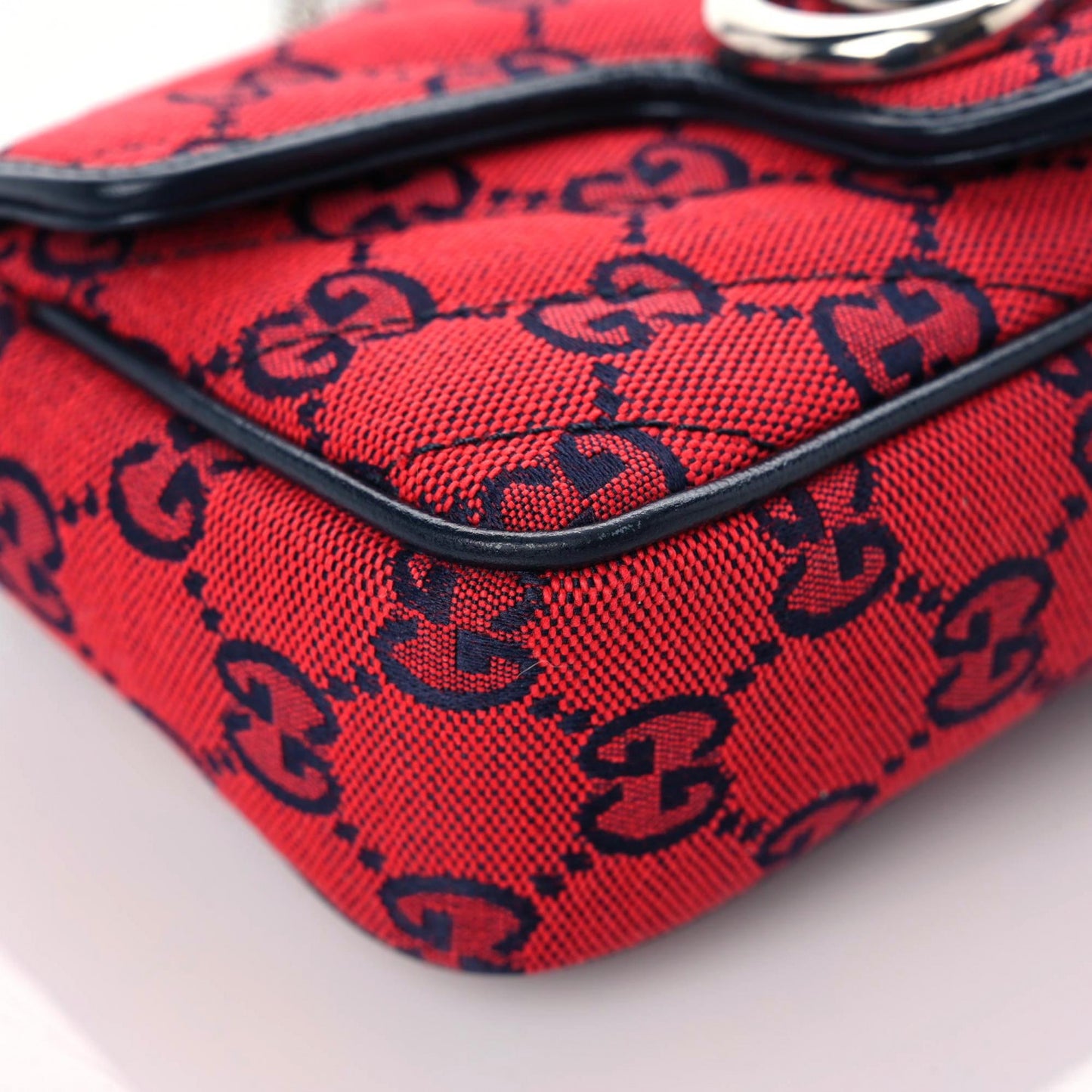 Monogram Multicolor Matelasse Diagonal Super Mini GG Marmont Shoulder Bag Red Blue