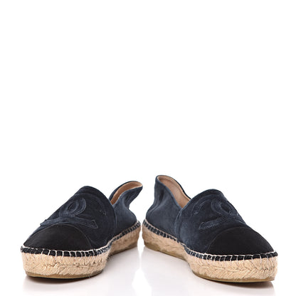 Chanel Velvet CC Espadrilles 39 Dark Navy Black 5 of 12