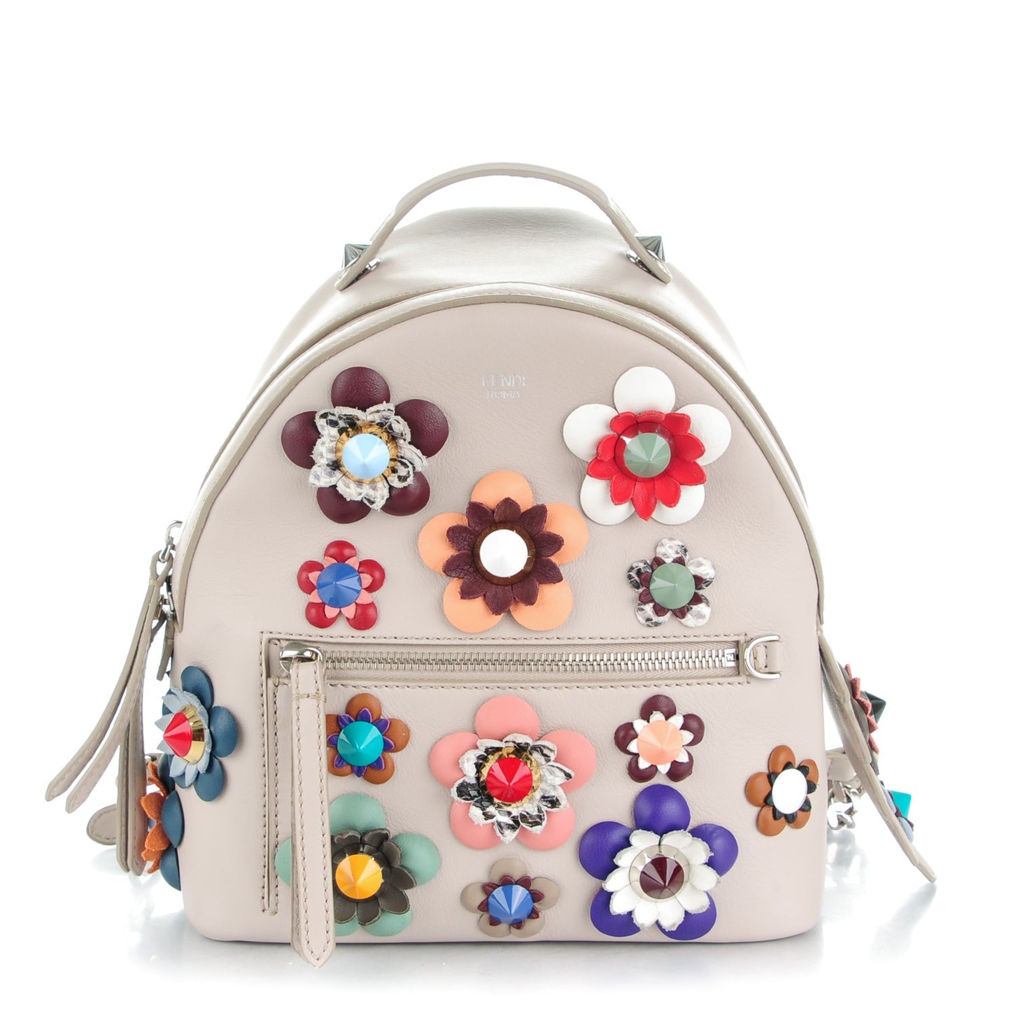 Vitello Dolce Flowerland Studded Mini Backpack Grigio Polvere Multicolor