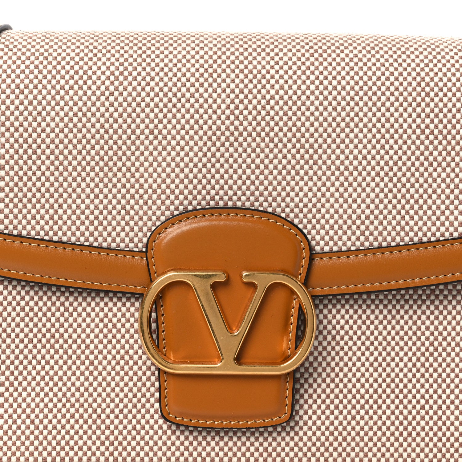 Valentino Garavani Smooth Calfskin Canvas 9to5 Shoulder Bag Natural Golden 7 of 13