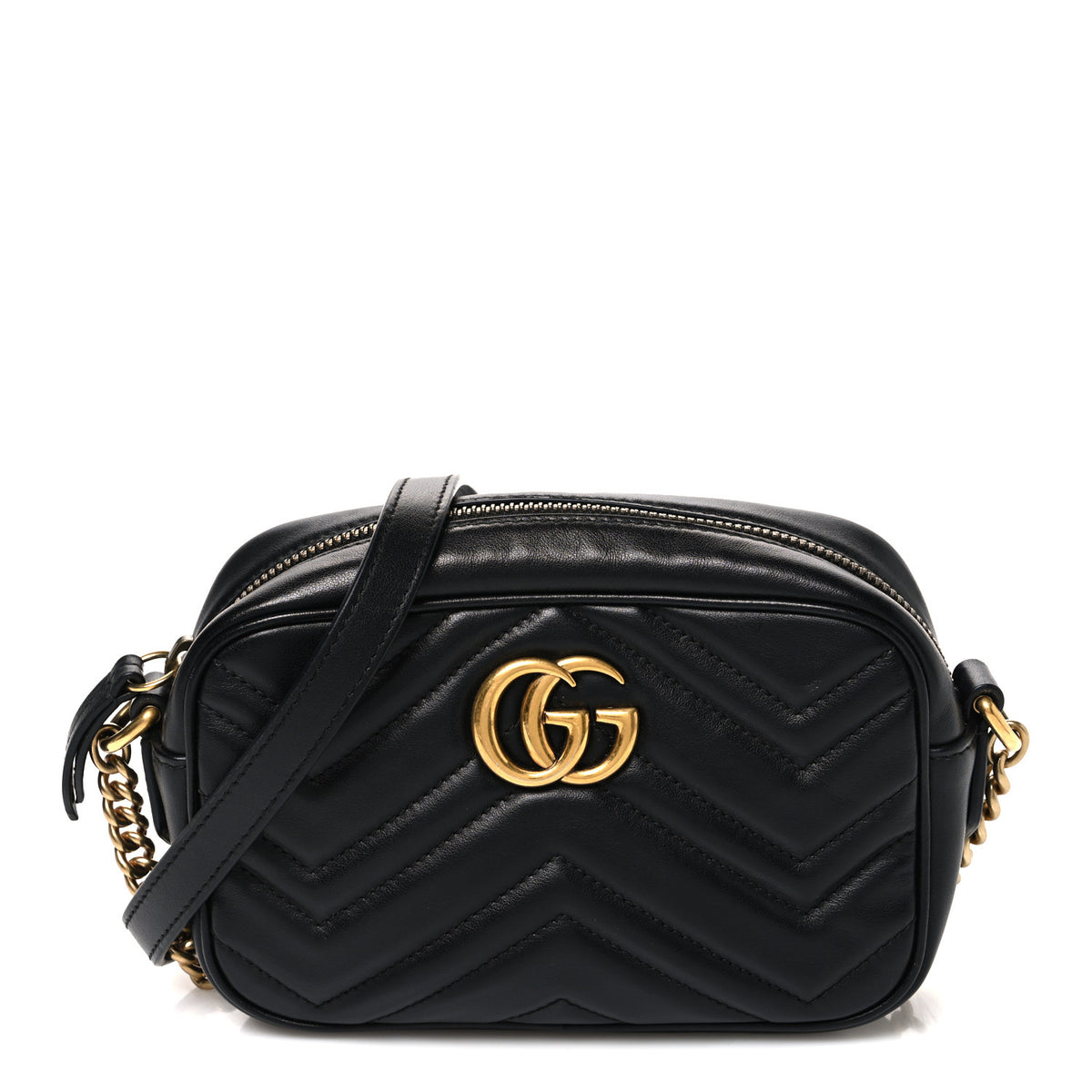 Calfskin Matelasse Mini GG Marmont Chain Shoulder Bag Black