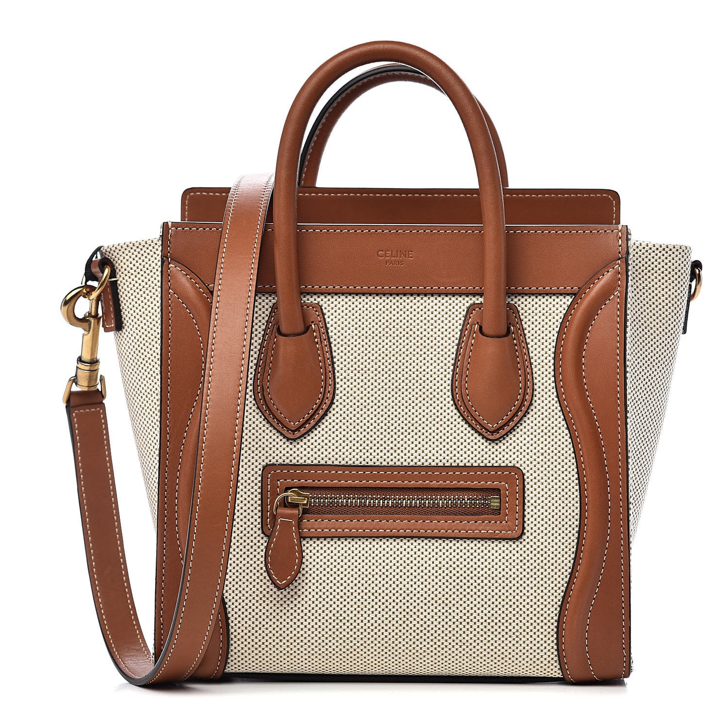 Textile Smooth Calfskin Nano Luggage Tan White