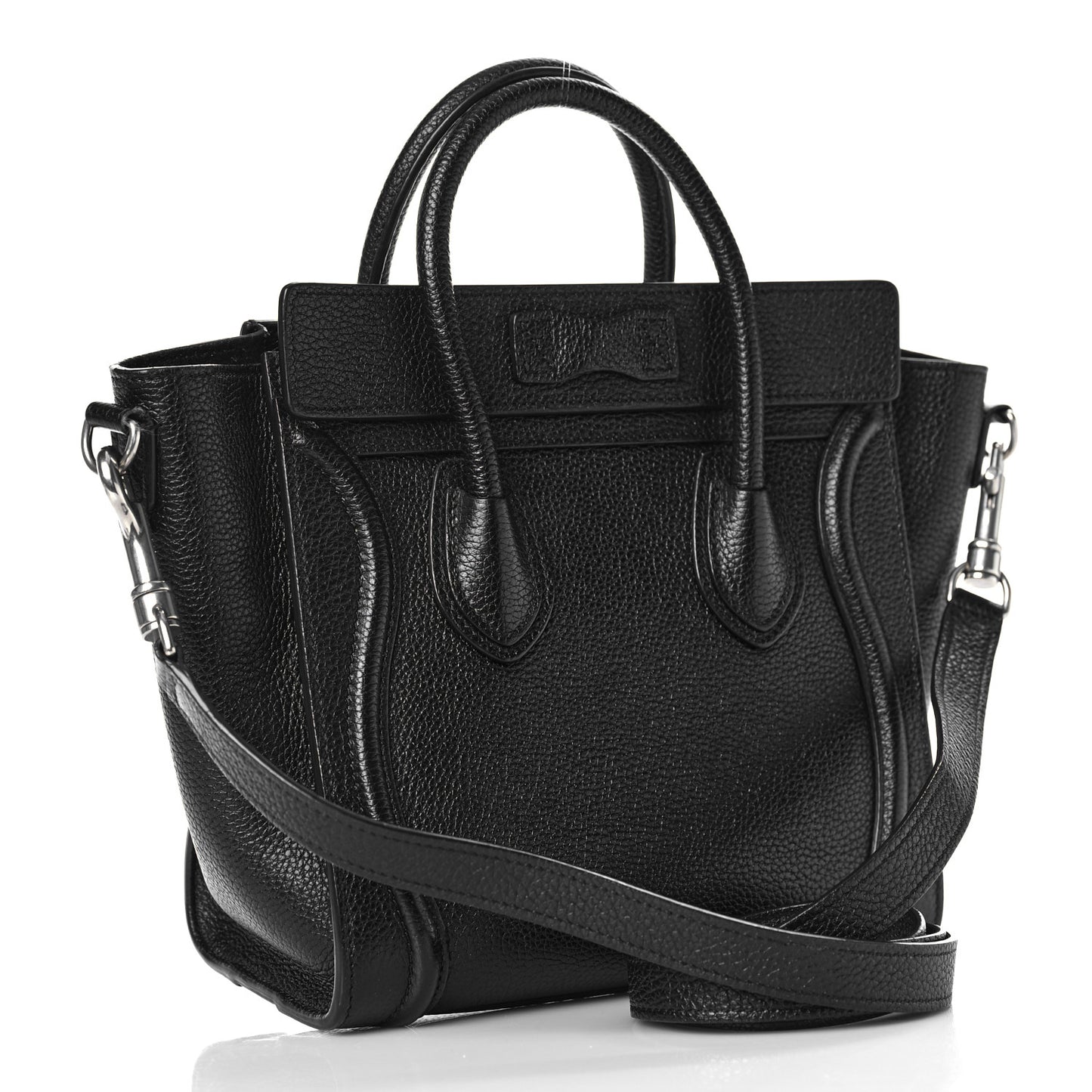 Drummed Calfskin Nano Luggage Black