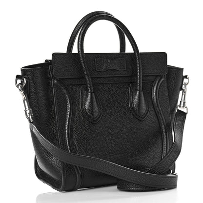 Celine Drummed Calfskin Nano Luggage Black 2 of 16