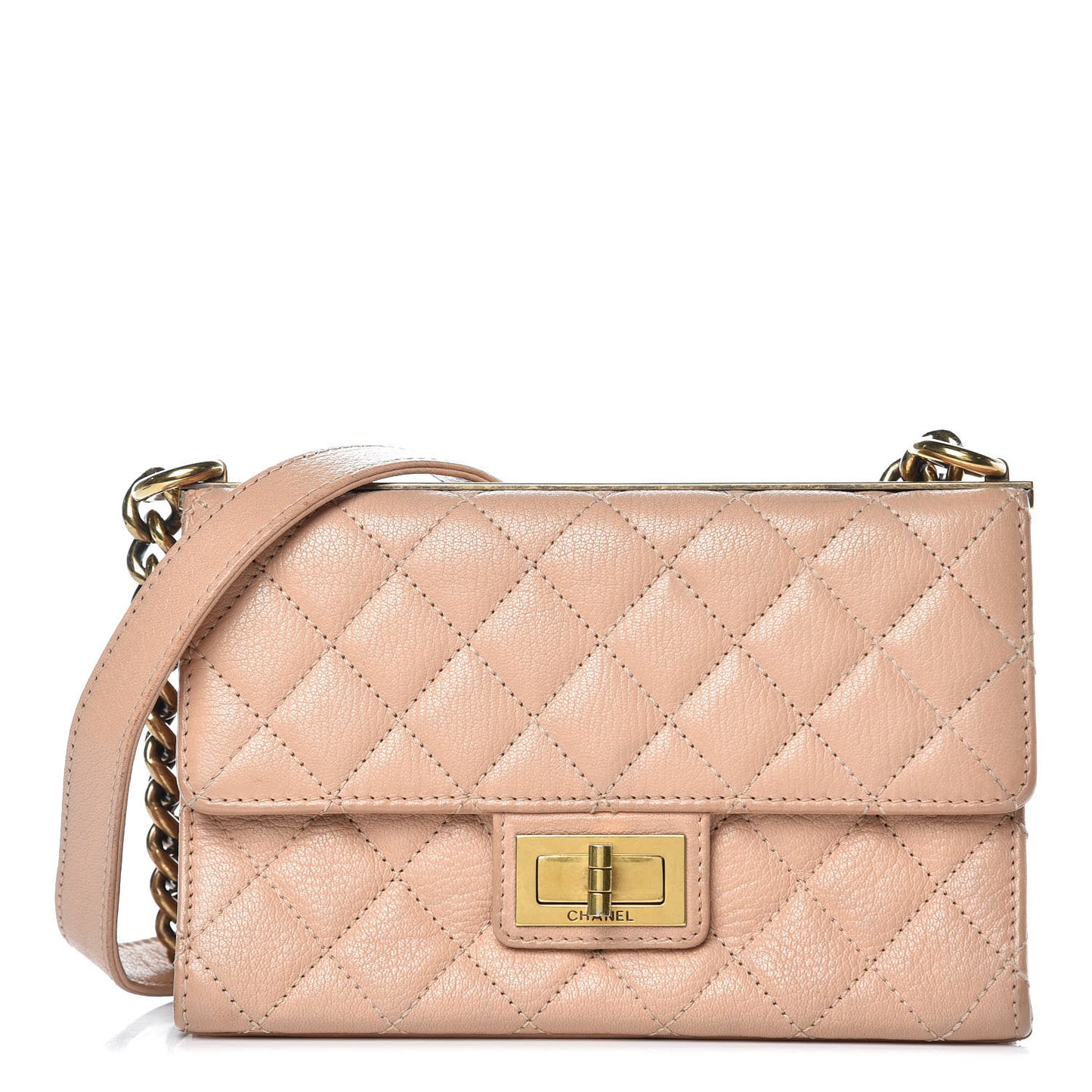 Goatskin Quilted Rita Flap Beige