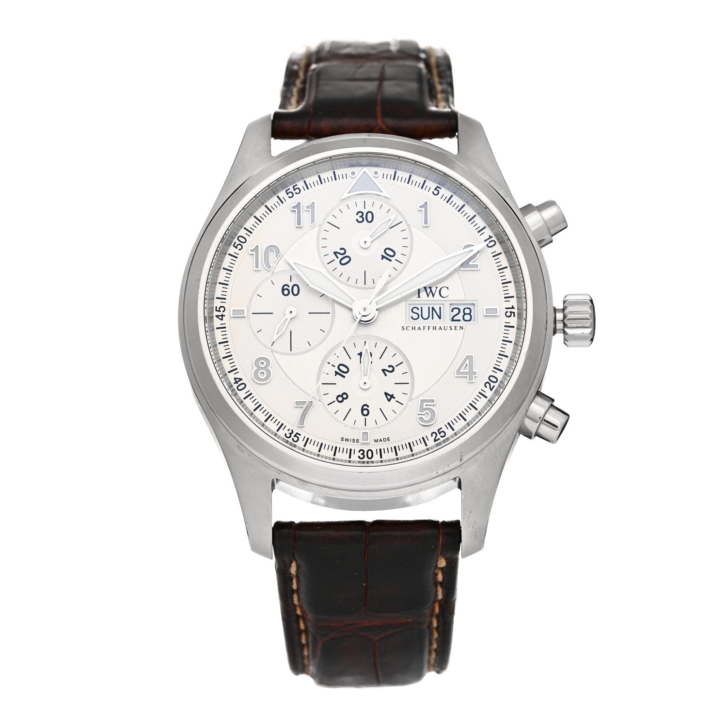 IWC Stainless Steel Alligator 42mm Spitfire Chronograph Automatic Watch IW371702 1 of 4