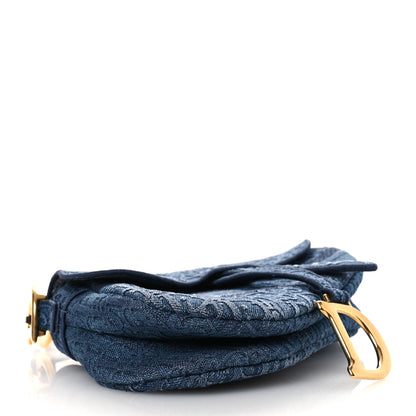 Christian Dior Oblique Embroidered Saddle Bag Denim Blue 4 of 10
