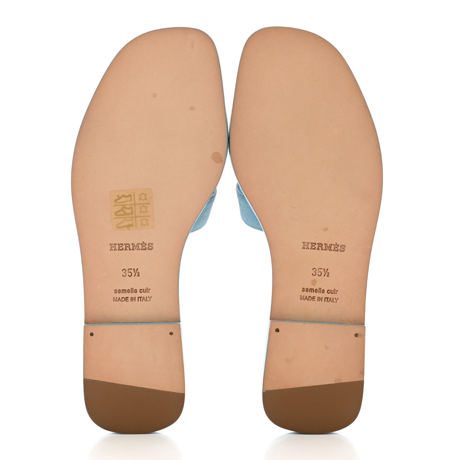 Hermes Epsom Oran Sandals 35.5 Bleu Littoral 5 of 9