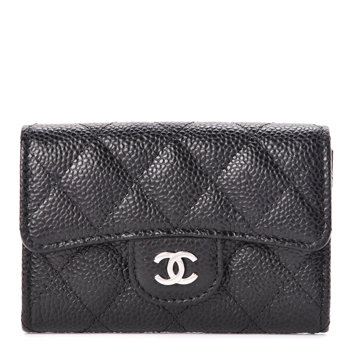 Chanel Caviar Quilted Flap Card Holder Wallet Black 1 of 11