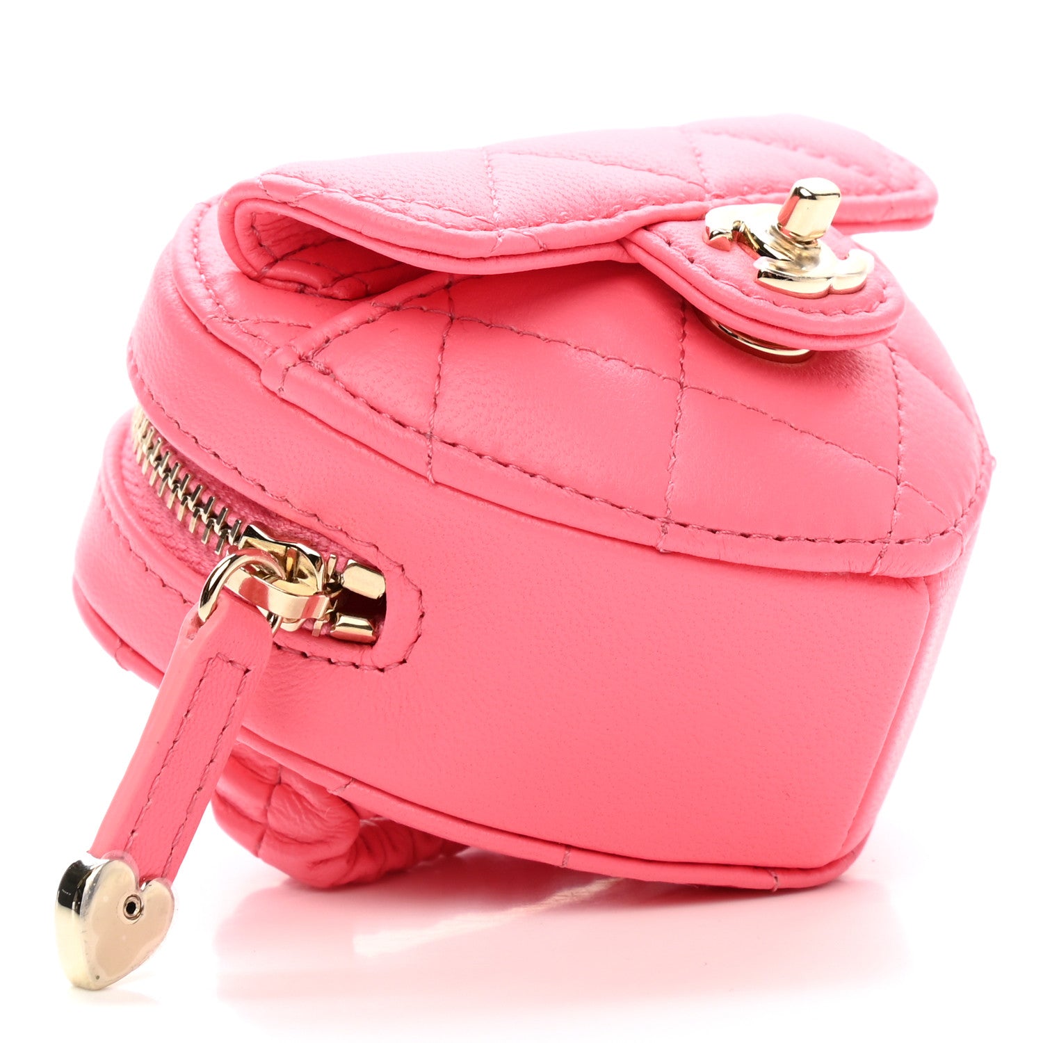 Chanel Lambskin Quilted CC In Love Heart Zipped Arm Coin Purse Pink 4 of 8