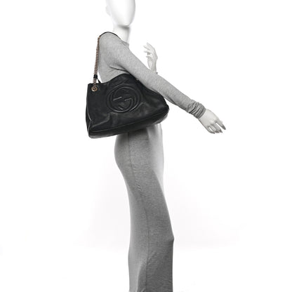 Gucci Pebbled Calfskin Medium Soho Chain Shoulder Bag Black 2 of 22
