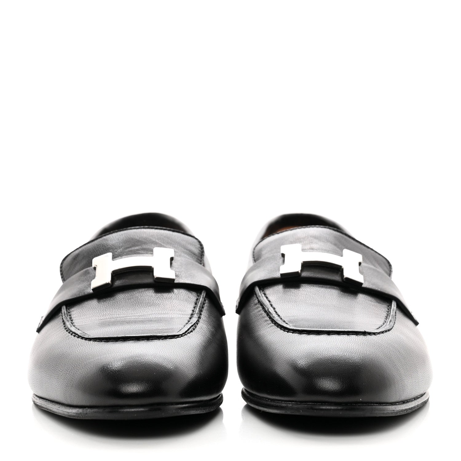 Hermes Goatskin Womens Paris Loafers 40 Black 2 of 9