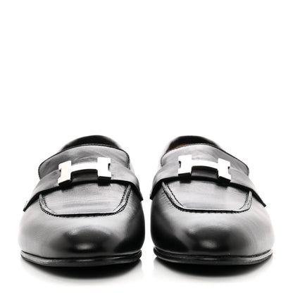 Hermes Goatskin Womens Paris Loafers 40 Black 2 of 9